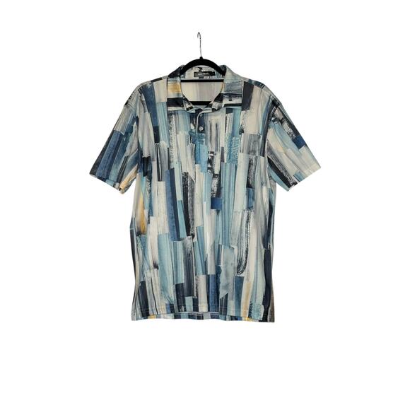 SportBull blue stripe short sleeves golf shirt size large - Picture 4 of 7